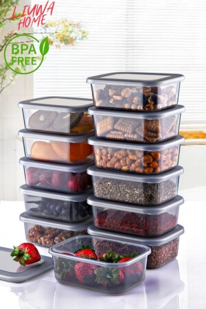 Lıukıtchen 12li Sızdırmaz Saklama Kabı,çerezlik ,şeffaf Kapaklı Kase 254123654 - LIUWA