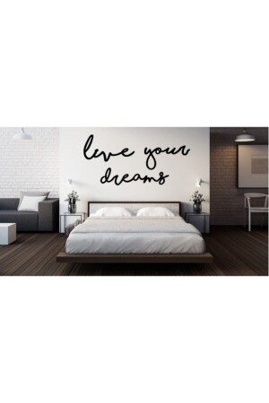 Live Your Dreams Ahşap Duvar Yazısı- Dekoratif Duvar Süsü - 2