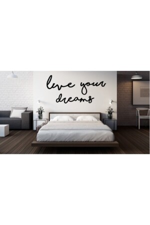 Live Your Dreams Ahşap Duvar Yazısı- Dekoratif Duvar Süsü - 1