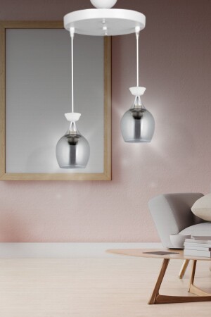 Liya 2-teiliger moderner Hängelampen-Kronleuchter weiß – Wohnzimmer – Flur – Schlafzimmer – Küche TYCCILC99N169081411010828 - VEDA AVİZE