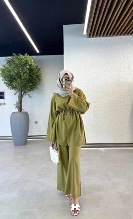 Liyza Keten Takım - Yağ Yeşili - Duendeca