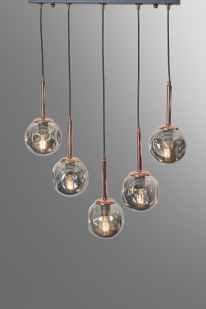 Liza 5-teiliger Luxus-Pendelleuchte-Kronleuchter mit kupferschwarzem Metallgehäuse und Rauchglas-Design LZRNAVZ216 - 7