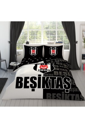 Lizenziertes Beşiktaş Piece Logo Baumwoll-Doppelbettbezug-Set 000000001000042141 - 1