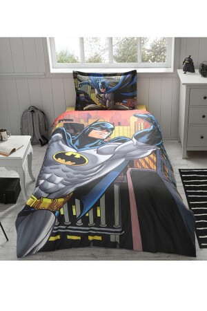 Lizenziertes Ranforce-Bettbezug-Set für Einzelbett, Batman, Gelb, 8697353450815 - 4