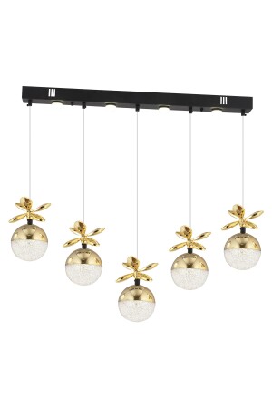 Lokken 5 Reihen Gold 50 Watt Kristall LED Moderne Wohnzimmer Pendelleuchte Kronleuchter 4079-05S-GD - 4