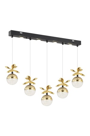 Lokken 5'li Sıralı Gold 50 Watt Kristal Ledli Modern Oturma Odası Salon Sarkıt Avize 4079-05S-GD - 5