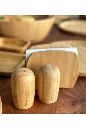 Lola Piparo - Peçetelik - Tuzluk Biberlik Seti 3 Parça - Bambum