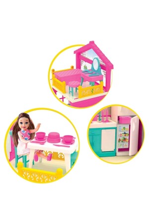 Lola'nın Düşler Evi Aksesuarlı 3 Katlı 3 Odalı Balkonlu Barbie Chelsea Bebek Oyun Rüya Ev Seti dop11860872igo - 3