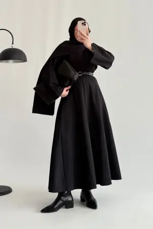 Lora Parçalı Etek Takım Siyah - Nuuwears