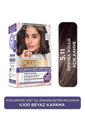 L’oréal Paris Excellence Cool Creme Saç Boyası – 5.11 Ekstra Küllü Açık Kahve LPECCSCBY - 1