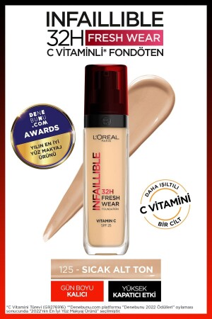 L'Oréal Paris Infaillible 32H Fresh Wear C Vitaminli Fondöten - 125 Natural Beige - 2