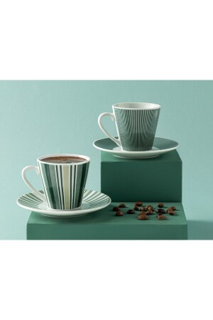 Lori Porzellan-Set mit 2 Kaffeetassen 80 ml dunkelgrün 10035664 - 1