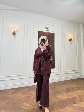 Loryel Cep Detaylı Takım - Bordo - Nuuwears