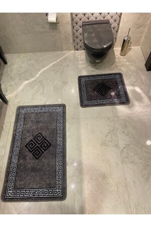 Losarina 2'li Lateks Taban Banyo Paspas Takımı (60X100 - 60X50) Gri BYD-LOSARINA - 4