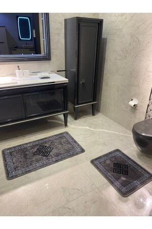 Losarina 2'li Lateks Taban Banyo Paspas Takımı (60X100 - 60X50) Gri BYD-LOSARINA - 2