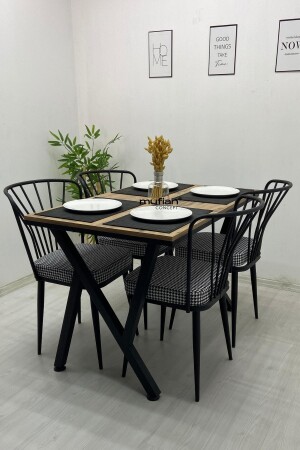 LOTUS 70 x 110 cm Esstisch-Set mit Metallbeinen aus Kiefernholz, Küchentisch-Set, Balkontisch-Set MUF-YMT-LOTUS-70110 - 3