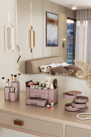 Lotus Cosmetics Make-up-Schmuck-Organizer-Box, Organizer-Set, Lotus-Roségold - 1