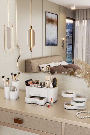 Lotus Cosmetics Make-up-Schmuck-Organizer-Box, Organizer-Set, Lotusweiß - 1