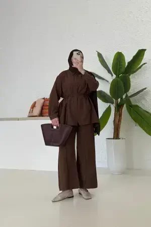 Lotus Ham Keten Takım Kahve - Nuuwears