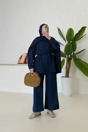 Lotus Rohleinenanzug Marineblau - Nuuwears