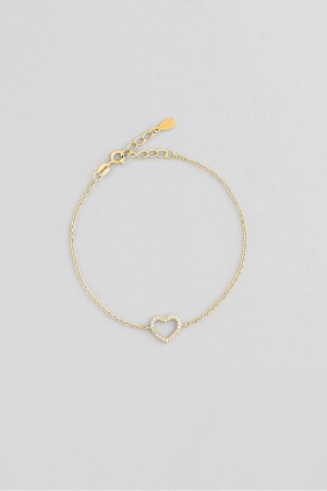 Love Heart 18 Karat Gelbgold vergoldetes 20 cm langes Minimal-Armband aus Silber - 1