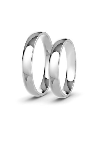 Love Me 3mm Parlak Beyaz Klasik Ince Bombeli Çelik Alyans Yüzük Lm-332w - Kaya The Third