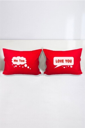 Love You – Me Too Doppelter dekorativer Kissenbezug 50 x 70 cm – Rot hdynza202410210144-1 - 2