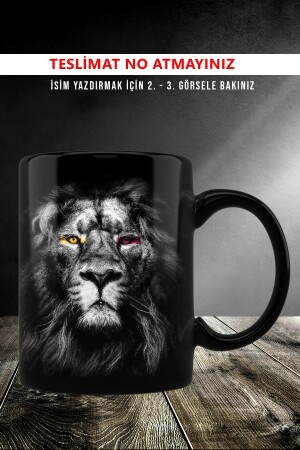 Löwe-Fan-Tasse – Untersetzer – Löffel und schwarze Tasse – Keramiktasse, Tasse, Tasse, Tasse, Tasse meyouaslan2 - 4