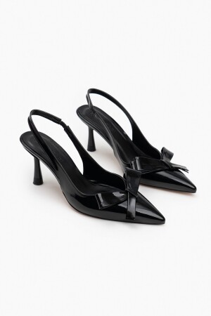 Lucinda Siyah Rugan Fiyonk Detay Bilek Bağlı Kadın Topuklu Ayakkabı - 6
