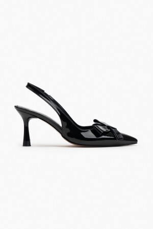 Lucinda Siyah Rugan Fiyonk Detay Bilek Bağlı Kadın Topuklu Ayakkabı - 7