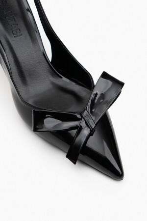 Lucinda Siyah Rugan Fiyonk Detay Bilek Bağlı Kadın Topuklu Ayakkabı - 8