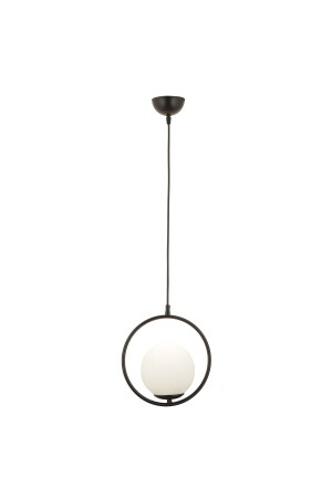 Luis Single Black Pendelleuchte mit weißem Glas, moderne Pendelleuchte, Küche, Wohnzimmer, Pendelleuchte, Kronleuchter - 4