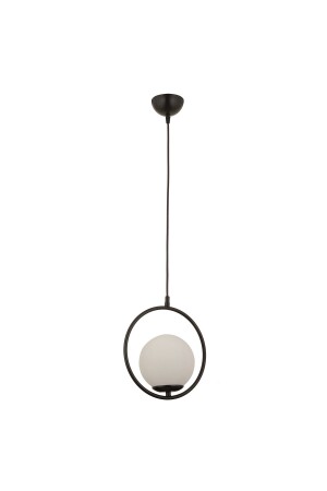 Luis Single Black Pendelleuchte mit weißem Glas, moderne Pendelleuchte, Küche, Wohnzimmer, Pendelleuchte, Kronleuchter - 6