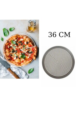 Lüks Paslanmaz Çelik Pizza Lahmacun Tepsisi Büyük Boy 36cm 56pzza36 - 5