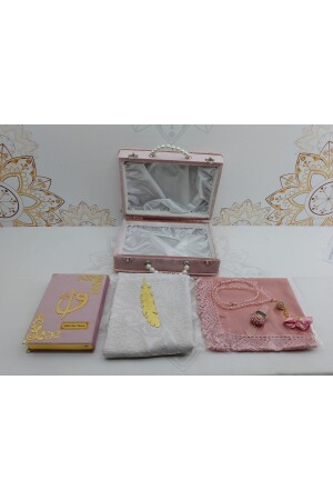 Lüks Sevgililer Günü Hediyesi Kaliteli Kadife Çantalı Sandıkta Kuran Seti Gelin Çeyiz ve Bohça seti - Gülsemali