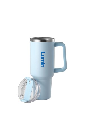 Lumin Quencher Tumbler 1-18 Litre Vakum Yalıtımlı Termos Bardak Kapaklı Ve Pipetli Cloud Blue - 5