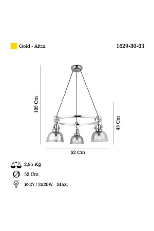 Lumo 3 Lu Altın Yuv. Avıze 3xe27 1629-80-03 - 5