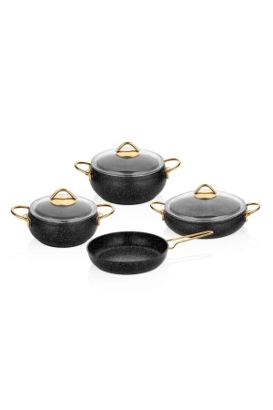 Luna 4-teiliges 7-teiliges Granit-Kochgeschirr-Set Schwarz TAC-3596 - 3