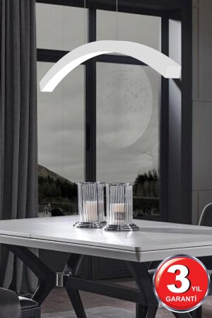 Luna ( Beyaz Kasa, Beyaz Işık ) Ledli Modern Led Avize, Salon, Mutfak, Oturma Yatak Odası, Sarkıt Luna Beyaz 6500K - 5