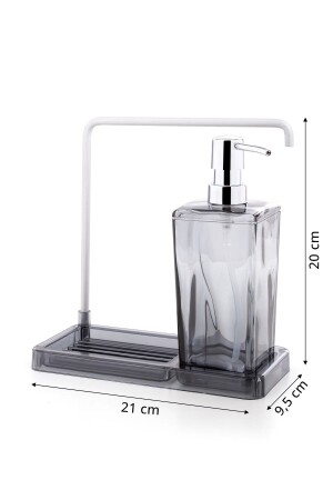 Luna Flüssigseifenspender für die Küche zum Aufhängen, transparent, schwarz, M-E56-25 - 4