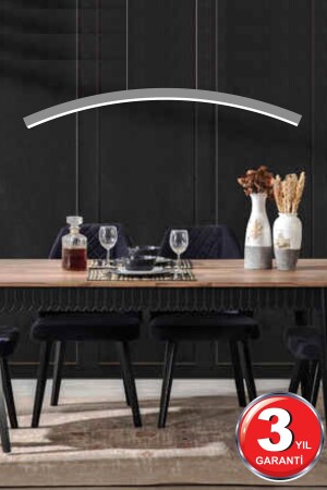 Luna ( Gri Kasa, Beyaz Işık ) Ledli Modern Led Avize, Salon, Mutfak, Oturma Yatak Odası, Sarkıt Luna Gri 6500K - 5