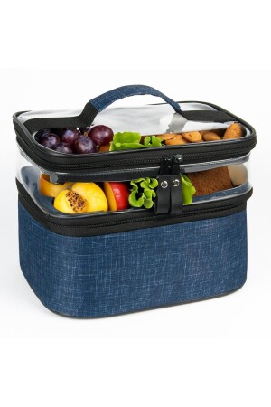 Lunchbox, marineblau, für Erwachsene und Kinder, Tragetasche für Lebensmittel und Mittagessen - 1