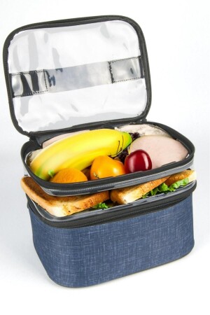 Lunchbox, marineblau, für Erwachsene und Kinder, Tragetasche für Lebensmittel und Mittagessen - 4