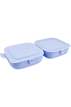 Lunchbox mit 2 Fächern – Lunchbox mit doppeltem Deckel – blau - 4