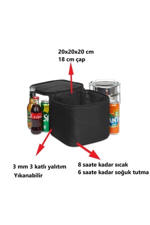 Lunchbox, schwarz, isolierte Lebensmittel-Tragetasche, Kalt-Warm-Halter, Lunchbox RE0078 - 3