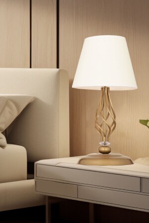 Lupine antike Tischlampe mit weißem Hut, modernes Design, Lampenschirm für Wohnzimmer und Schlafzimmer, 3596-1M-FR-WH - 1