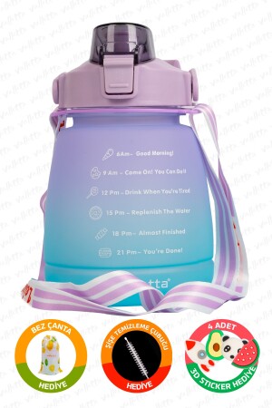 Lusca BPA-freie Motivationswasserflasche 1,3 LT Lila-Grüne Wasserflasche, Wasserflasche, Wasserflasche SWB-003 - 1