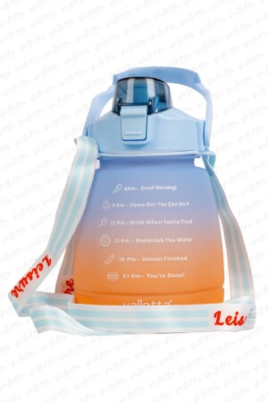 Lusca BPA-freie motivierende Wasserflasche, 1–3 lt, blau-orangefarbene Wasserflasche, Wasserflasche, Trinkflasche - 3