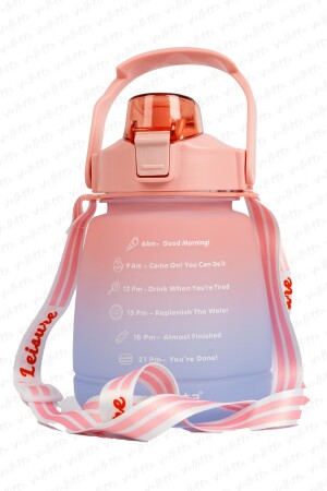 Lusca BPA-freie motivierende Wasserflasche, 1,3 LT, rosa-blaue Wasserflasche, Trinkflasche, Trinkflasche, SWB-003 - 4
