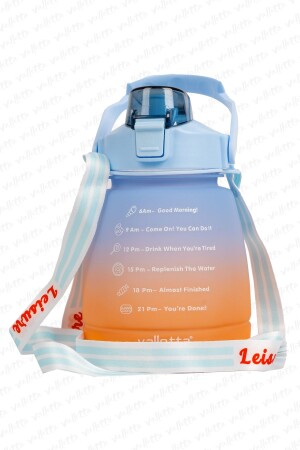 Lusca BPA İçermez Motivasyonel Su Matarası 1-3 LT Mavi-Turuncu Su Matarası-Su Şişesi-Suluk - 2